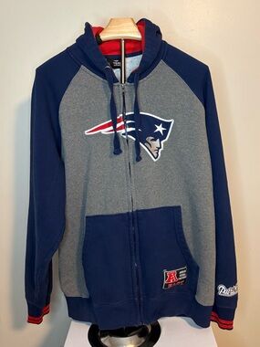NFL New England Patriots Grey & Navy Team Apparel Hooded Jacket